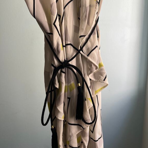 Diane Von Furstenburg Silk 'Damiana' V neck Geometric Midi Dress - 6 - Picture 5 of 6